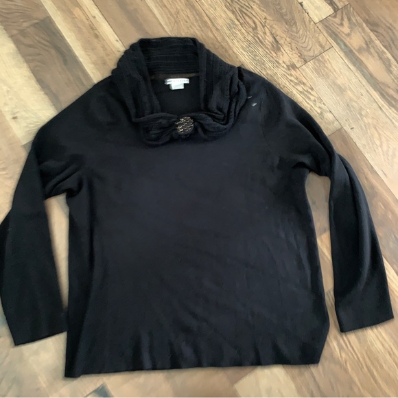 Ashley Stuart Womens Black Cowl Neck Sweater Size 1X - Picture 3 of 7